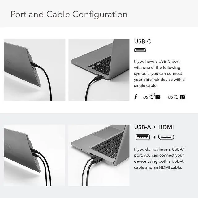 Alt view image 6 of 7 - Portable Monitor Extender, FHD TFT Laptop Dual Screen with Kickstand + Unique Swivel Hinge, Compatible with Mac, PC, Chrome, Powered by USB/Mini HDMI Port (Black)
