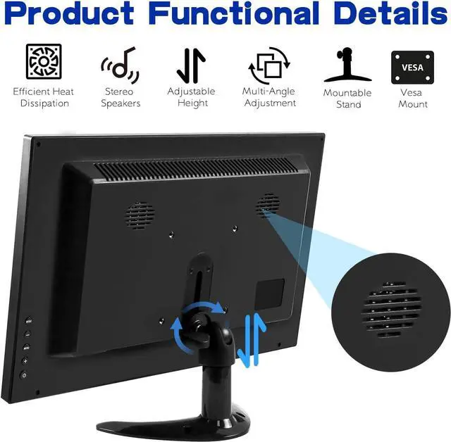 Alt view image 6 of 7 - Computer Monitor 14 Inch Touchscreen Portable Monitor FHD HDR 1080P 100% sRGB Small PC Monitor with HDMI/USB-C Port, Multifunctional Stand, Built-in Speakers, for PC/Laptop/Smartphone