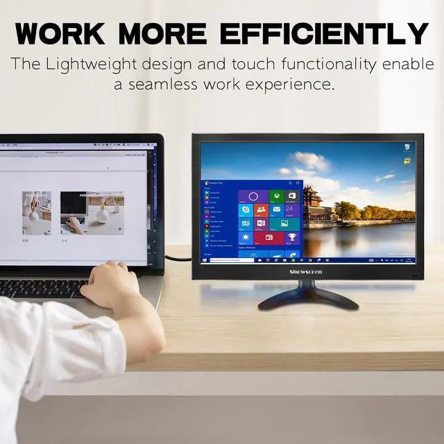 Alt view image 7 of 7 - Computer Monitor 14 Inch Touchscreen Portable Monitor FHD HDR 1080P 100% sRGB Small PC Monitor with HDMI/USB-C Port, Multifunctional Stand, Built-in Speakers, for PC/Laptop/Smartphone