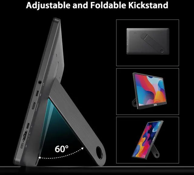Alt view image 5 of 7 - Portable Monitor, 15.6" FHD 1080P IPS Travel Monitor Kickstand for Laptop with HDR, Ultra Slim, Eye Care, Plug&Play USB C HDMI External Second Screen for PC Phone MAC PS5 Xbox Switch