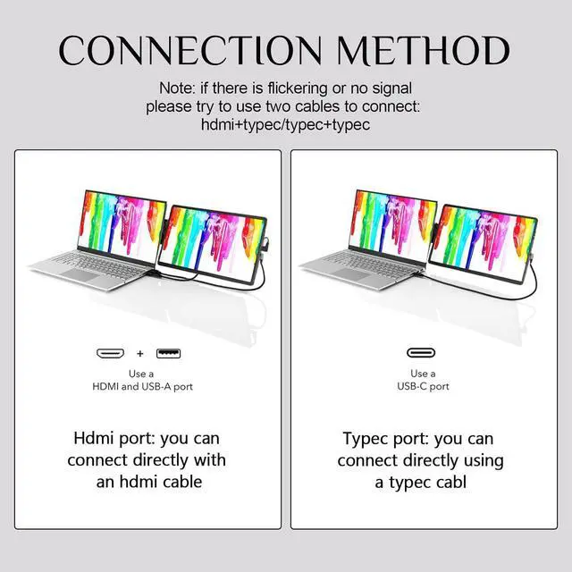 Alt view image 6 of 7 - Laptop Monitor Extender, 11.6/14.1 inch Portable Monitor Dual Screen External Second Monitor 1920×1080 FHD IPS,USB-C/HDMI,Plug and Play,for Laptop Notebook (14.1 inch)