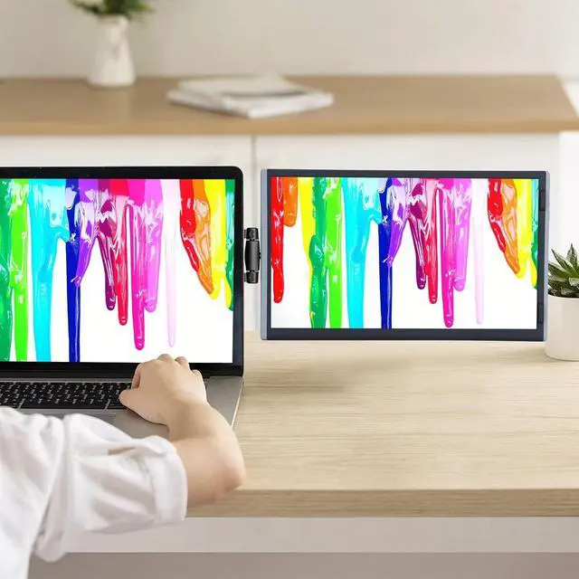 Alt view image 7 of 7 - Laptop Monitor Extender, 11.6/14.1 inch Portable Monitor Dual Screen External Second Monitor 1920×1080 FHD IPS,USB-C/HDMI,Plug and Play,for Laptop Notebook (14.1 inch)