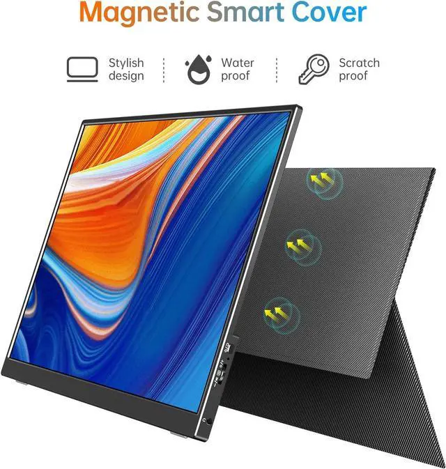 Alt view image 2 of 7 - Portable-Monitor-for-Laptop - 15.6'' 1080P FHD IPS Display USB-C HDMI Portable Monitor for Laptop with Cover and Speakers External Monitor for Laptop/PC/Mac/Phone/Xbox Switch/PS4/