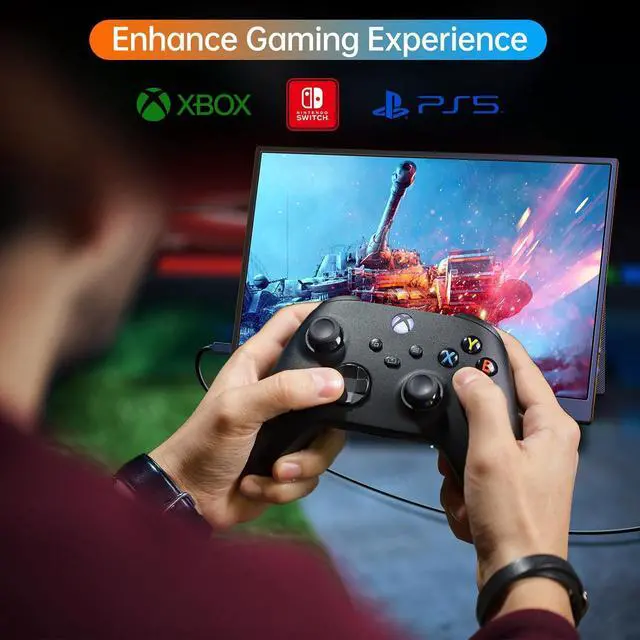 Alt view image 7 of 7 - Portable-Monitor-for-Laptop - 15.6'' 1080P FHD IPS Display USB-C HDMI Portable Monitor for Laptop with Cover and Speakers External Monitor for Laptop/PC/Mac/Phone/Xbox Switch/PS4/