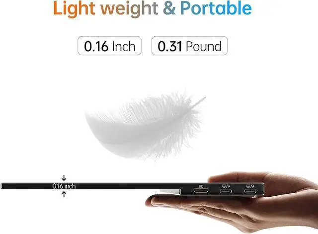 Alt view image 4 of 7 - Portable-Monitor-for-Laptop - 15.6'' 1080P FHD IPS Display USB-C HDMI Portable Monitor for Laptop with Cover and Speakers External Monitor for Laptop/PC/Mac/Phone/Xbox Switch/PS4/