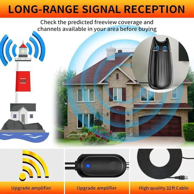 Alt view image 5 of 7 - 1100 Miles Range TV Antenna, Strongest Digital TV Antenna for Smart TV Indoor with Amplifier and Signal Booster, HD Antenna for TV Indoor Support 8K 4K 1080P for Smart/Older TVs - 36ft Coax Cable