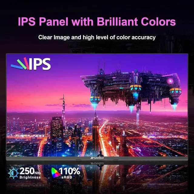 Alt view image 4 of 7 - 24 Inch 100Hz FHD Monitor, IPS Computer Monitor HDMI VGA Ports, Eye Care Monitor with VESA Mount Tilt Adjustable for Home Office (ES-24X3AL-NEW HDMI Cable Included)