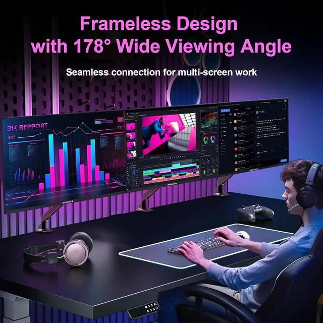Alt view image 5 of 7 - 24 Inch 100Hz FHD Monitor, IPS Computer Monitor HDMI VGA Ports, Eye Care Monitor with VESA Mount Tilt Adjustable for Home Office (ES-24X3AL-NEW HDMI Cable Included)