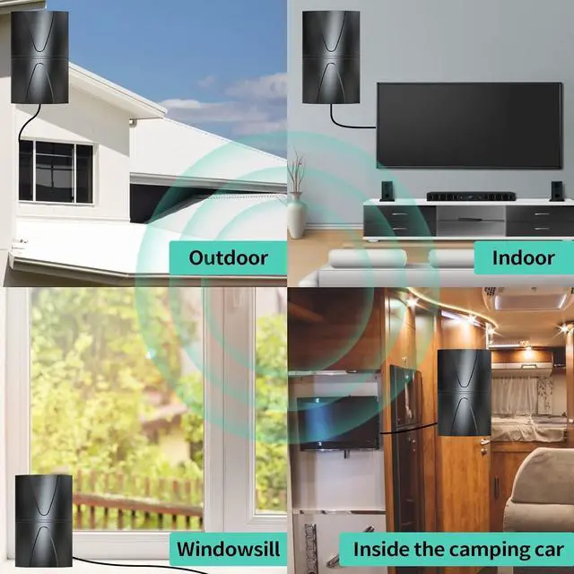 Alt view image 6 of 7 - Updated Strongest TV Antenna,1600 Miles Range Indoor/Outdoor Antenna for Smart TV and All Old TV's,360° Reception Digital TV Antenna for Local Channels-Thick Coax Cable and Amplifier