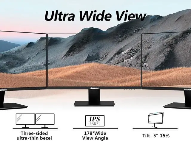 Alt view image 7 of 7 - 27 Inch Computer Monitor 100Hz FHD,1920 x 1080P Gaming Monitor with HDMI VGA Display Ports,3ms Response,Dual Speakers,FreeSync,100×100mm VESA Mount,IPS Screen for Gaming Home Office