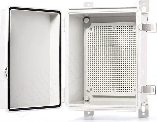 Main image of Hinged Cover Stainless Steel Latch 410x310x180mm Junction Box with Mounting Plate, Universal IP67 Project Box Waterproof DIY Electrical Enclosure, ABS Plastic Grey (16.1"x12.2"x7.1")