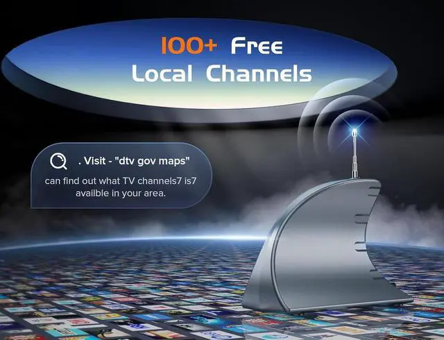 Alt view image 2 of 7 - Digital TV Antenna for Smart TV Indoor Outdoor 980+ Miles Long Range Clear  Rate 4K HD TV Amplified Signal Booster Local Channel 30ft Coax Cable