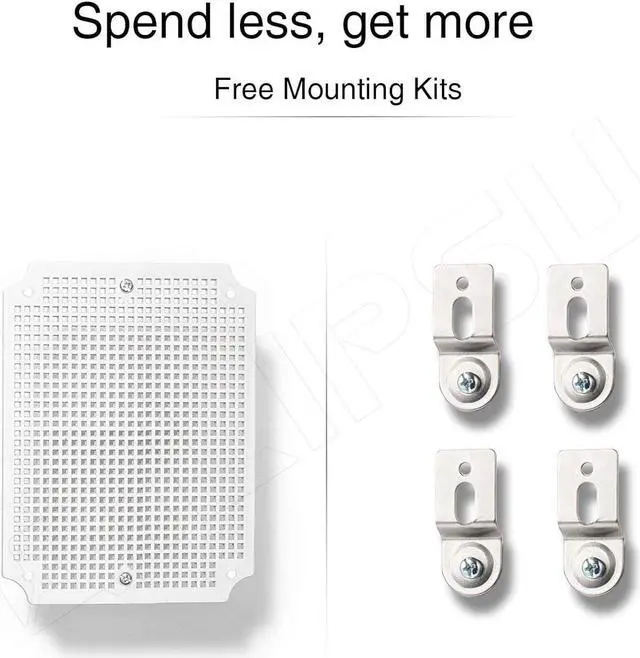 Alt view image 7 of 7 - Hinged Cover Stainless Steel Latch 410x310x180mm Junction Box with Mounting Plate, Universal IP67 Project Box Waterproof DIY Electrical Enclosure, ABS Plastic Grey (16.1"x12.2"x7.1")