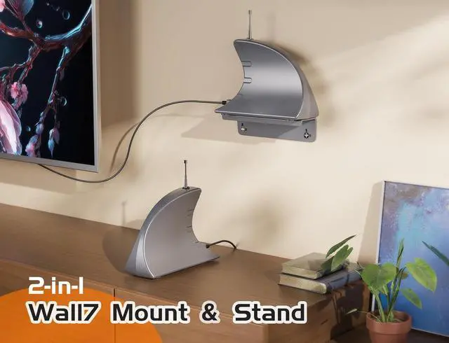 Alt view image 5 of 7 - Digital TV Antenna for Smart TV Indoor Outdoor 980+ Miles Long Range Clear  Rate 4K HD TV Amplified Signal Booster Local Channel 30ft Coax Cable