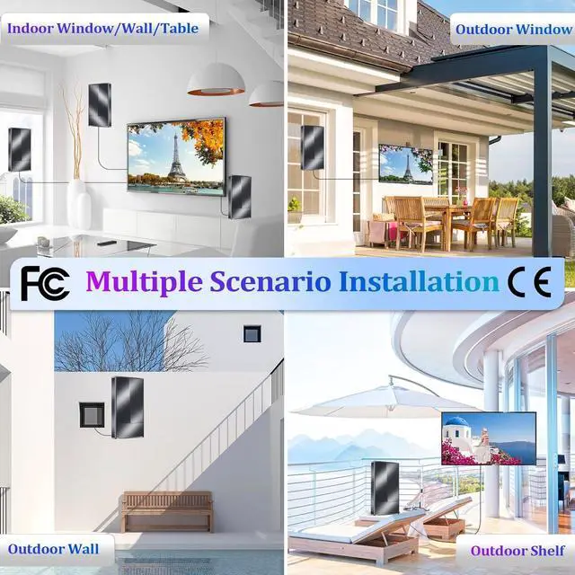 Alt view image 2 of 7 - Strongest TV Antenna Indoor, 3000+ Miles Outdoor Long Ranges, Digital Antenna for Smart TV, Best Amplifier Signal Booster Support 8K 4K 1080p All TVs VHF UHF - 50FT Cable/AC Adapter
