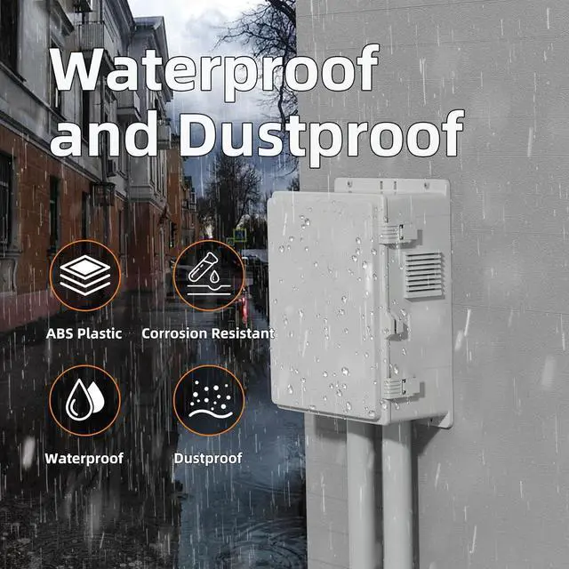 Alt view image 5 of 7 - White Outdoor Electrical Box Waterproof Nema Enclosure 16x11x6 Plastic WiFi Box with Fan Vented Dust Screen