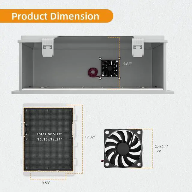 Alt view image 2 of 7 - White Outdoor Electrical Box Waterproof Nema Enclosure 16x11x6 Plastic WiFi Box with Fan Vented Dust Screen