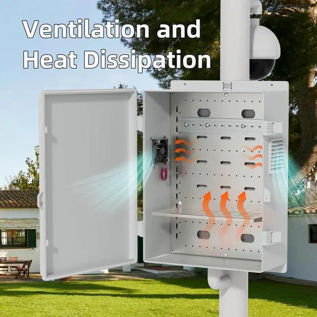 Alt view image 3 of 7 - White Outdoor Electrical Box Waterproof Nema Enclosure 16x11x6 Plastic WiFi Box with Fan Vented Dust Screen