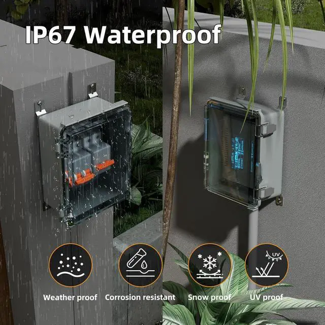 Alt view image 4 of 7 - Outdoor Electrical Box Metal Waterproof Electrical Junction Box IP65 Vented Enclosure Weatherproof with Cold-Rolled Steel Plate Fan Din Rail Cable Gland 15.7"x11.8"x7.9"