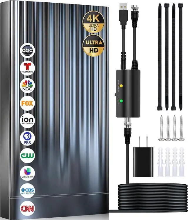 Main image of 3200+ Miles Tv Antenna Indoor, 2025 Digital Antenna for Smart Tv Outdoor, Strongest HDTV Antenna for Local Channels with Amplifier, Signal Booster & 52FT Coax Cable/AC Adapter Support 8K 4K 1080p