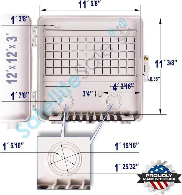 Alt view image 4 of 7 - Weatherproof Junction Box Heavy Duty Enclosure 12x12x3 Inches UV-Rated Thermoplastic Alloy Made in USA