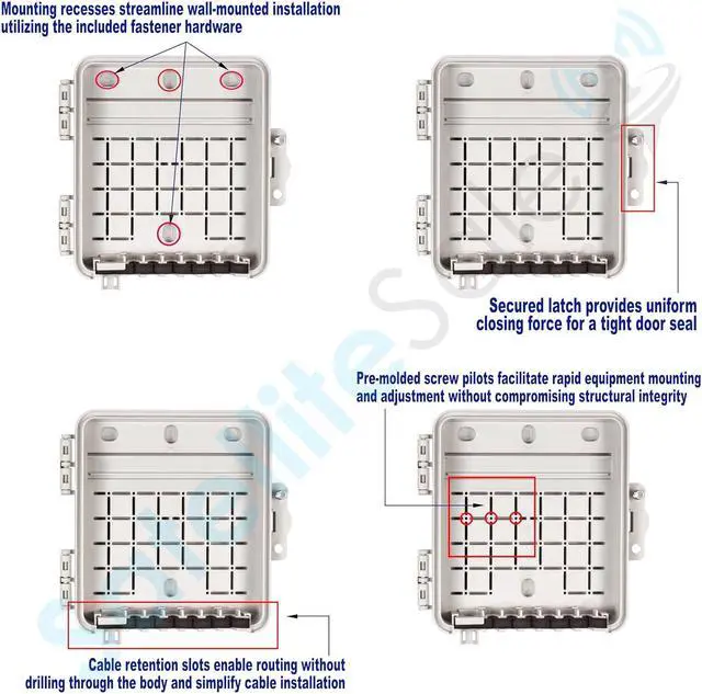 Alt view image 6 of 7 - Weatherproof Junction Box Heavy Duty Enclosure 12x12x3 Inches UV-Rated Thermoplastic Alloy Made in USA