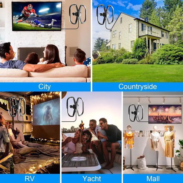 Alt view image 7 of 7 - TV Antenna Support 2 TVS, 2100+ Miles Long Range Digital Antenna for Smart TV Indoor/Outdoor, Strongest Amplifier Signal Booster for Local Channels, 360° Reception-Support 8K 4K 1080p HDTV-36ft Cable