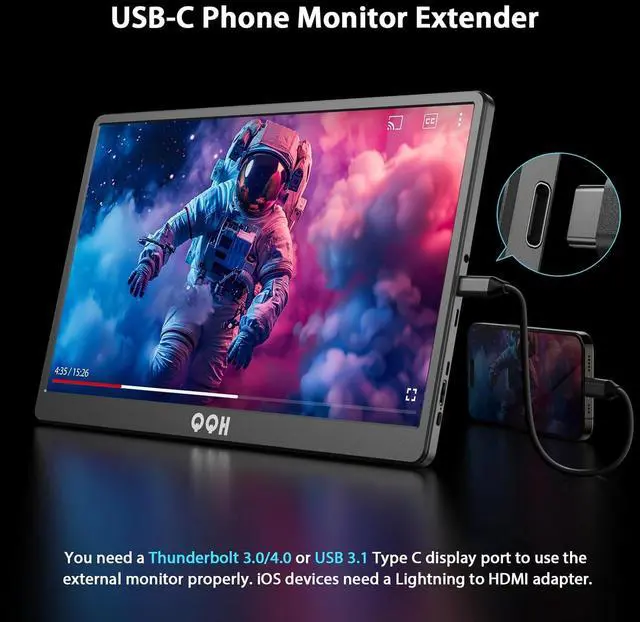 Alt view image 6 of 7 - Portable Monitor, 15.6" FHD 1080P IPS Travel Monitor Kickstand for Laptop with HDR, Ultra Slim, Eye Care, Plug&Play USB C HDMI External Second Screen for PC Phone MAC PS5 Xbox Switch
