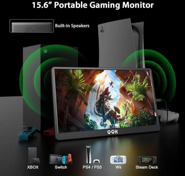 Alt view image 7 of 7 - Portable Monitor, 15.6" FHD 1080P IPS Travel Monitor Kickstand for Laptop with HDR, Ultra Slim, Eye Care, Plug&Play USB C HDMI External Second Screen for PC Phone MAC PS5 Xbox Switch