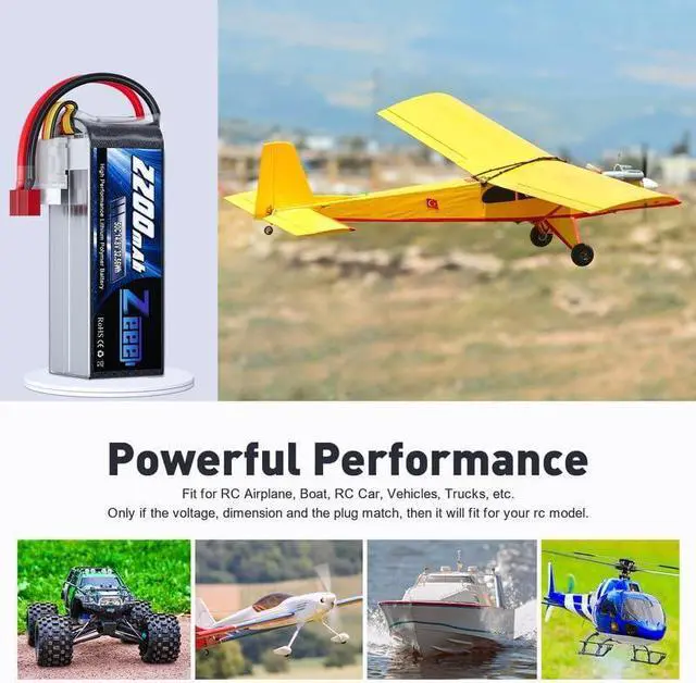 Alt view image 5 of 6 - 4S Lipo Battery 2200mAh 14.8V 50C Soft Pack RC Battery with Deans T Connector for RC Car Boat Truck Helicopter Airplane UAV Drone FPV RC Hobby (2 Pack)