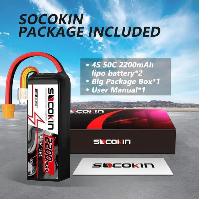 Alt view image 6 of 6 - 4S Lipo Battery 2200mAh 14.8V 50C with XT60 Plug Soft Case RC Battery for 60mm-70mm EDF Jet 1000mm-1500mm Plane RC Car Boat Truck Heli Airplane Quadcopter Multi-Motor DIY Parts(2 Pack)