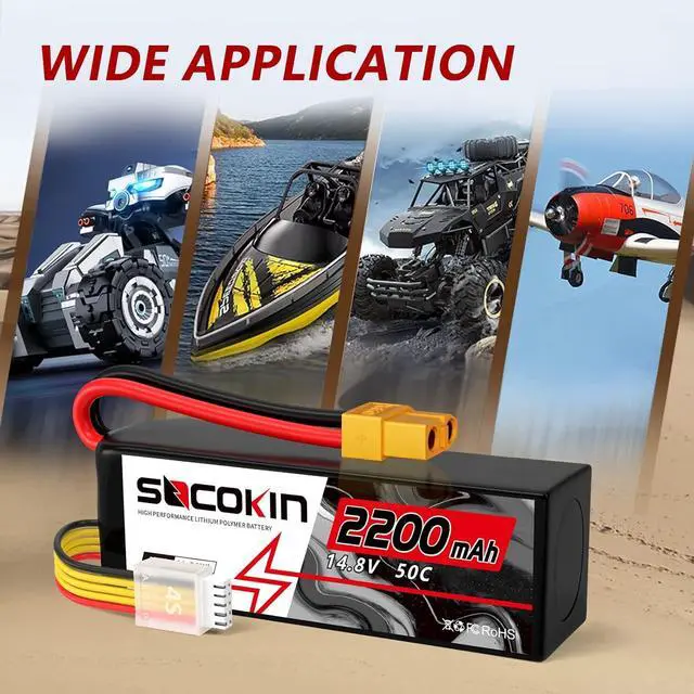 Alt view image 5 of 6 - 4S Lipo Battery 2200mAh 14.8V 50C with XT60 Plug Soft Case RC Battery for 60mm-70mm EDF Jet 1000mm-1500mm Plane RC Car Boat Truck Heli Airplane Quadcopter Multi-Motor DIY Parts(2 Pack)