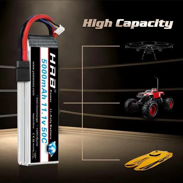 Alt view image 2 of 6 - 2PCS 3S 5000mAh Lipo Battery 11.1V 50C 100C RC Lipo Battery with TR Plug Compatible with RC Helicopter Airplane Quadcopter Car Truck Boat