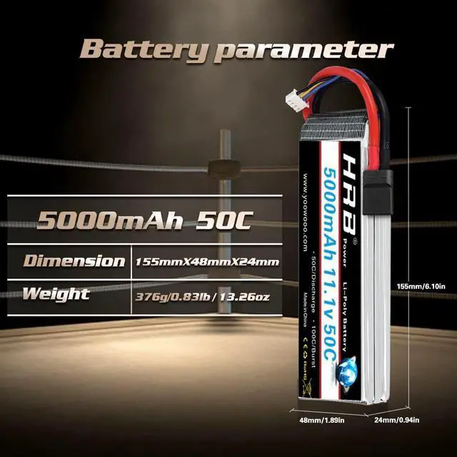 Alt view image 5 of 6 - 2PCS 3S 5000mAh Lipo Battery 11.1V 50C 100C RC Lipo Battery with TR Plug Compatible with RC Helicopter Airplane Quadcopter Car Truck Boat