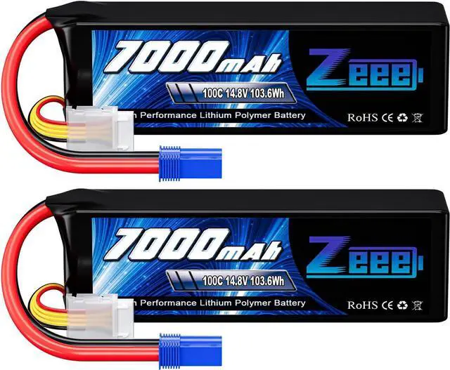 Main image of 4S Lipo Battery 7000mAh 14.8V 100C Soft Case RC Battery with EC5 Connector Compatible for X-Maxx RC Truck Tank RC Car Racing Hobby (2 Pack)