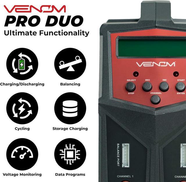 Alt view image 4 of 7 - Power Pro Duo LiPo Battery Charger - LCD Screen, Charging Leads - Balance Charger & Discharger for LiPo, LiHV, Li-Ion, Life, NiMH, NiCD, Pb Batteries - Power Supply for 1S- 6S, Drone & RC Cars