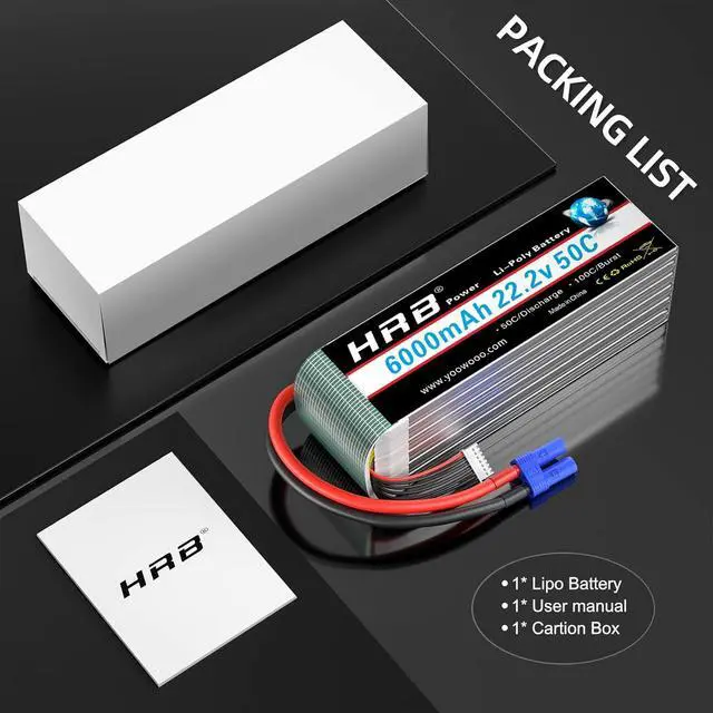 Alt view image 5 of 7 - 6S 6000mAh Lipo Battery with EC5 Plug 50C-100C 22.2V RC Lipo Battery for RC Quadcopter Airplane Helicopter Car Truck