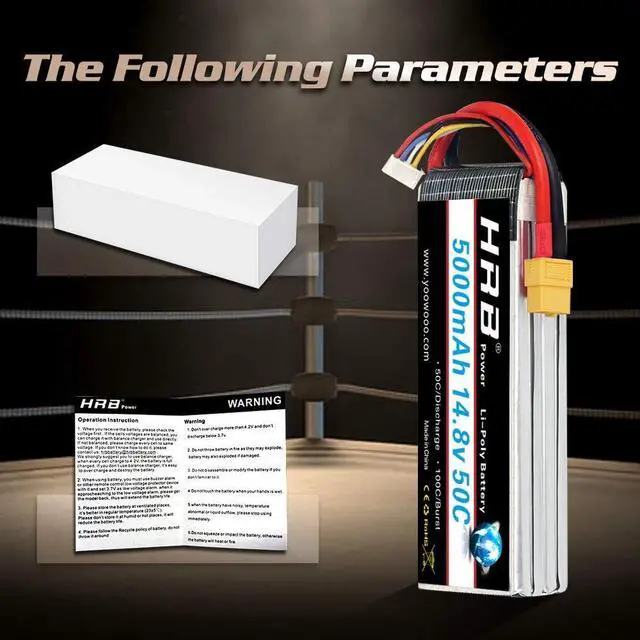 Alt view image 7 of 7 - 4S Lipo Battery 5000mAh 14.8V 50C XT60 RC Lipo Battery Compatible with RC Helicopter Airplane Car Boat Truck