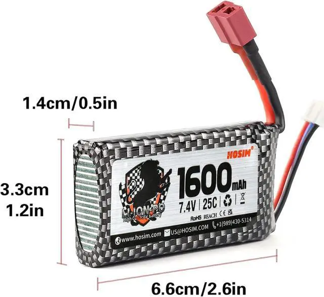 Alt view image 5 of 7 - 5PCS 9125 1600mah Lipo Battery 7.4v 25C RC Cars Rechargeable Battery Pack for S920 S921 9206E 9200E 1/10 RC Truck Accessory