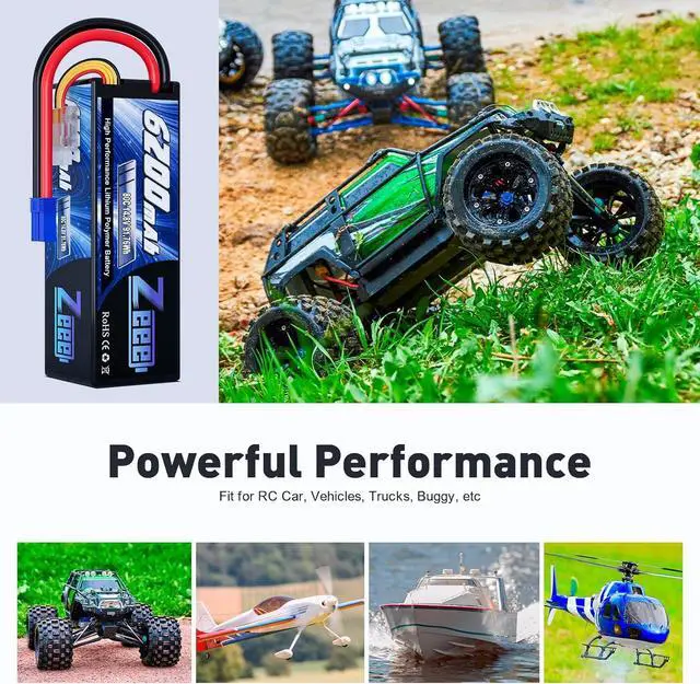 Alt view image 5 of 6 - 4S Lipo Battery 6200mAh 14.8V 80C Hard Case Battery with EC5 Connector for Car Truck Tank RC Buggy Truggy Racing Hobby(2 Packs)