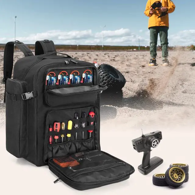 Alt view image 7 of 7 - RC Backpack for 1/10 Car, RC Storage Bag with Multi Pockets for Tools and Other Accessories, Easy Carrying with Adjustable Shoulder Strap (Patent Design)