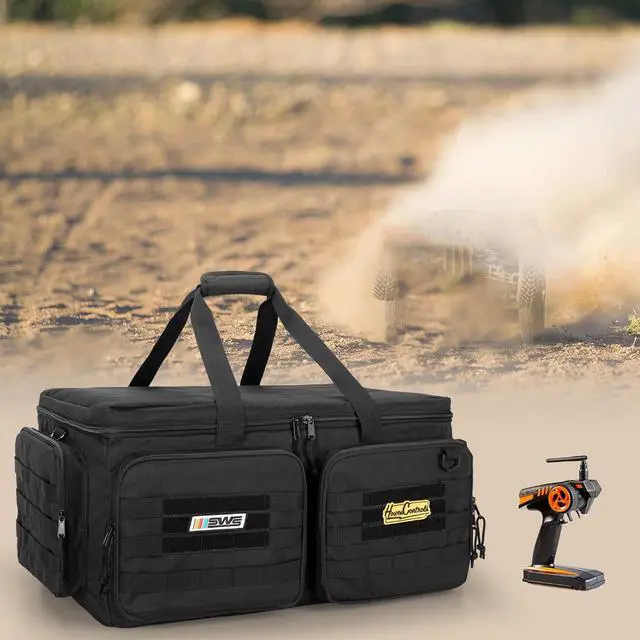 Alt view image 7 of 7 - RC Storage Bag for 1/8 and 1/10 Car, RC Carrying Case with Bottom Solid Clapboard for Support and Multi-Pockets for RC Tools (Patent Design)