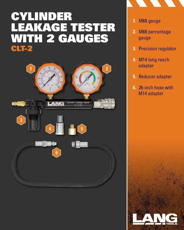 Alt view image 4 of 6 - CLT-2 100 PSI Cylinder Leakage Tester with 2 Gauges, One Size