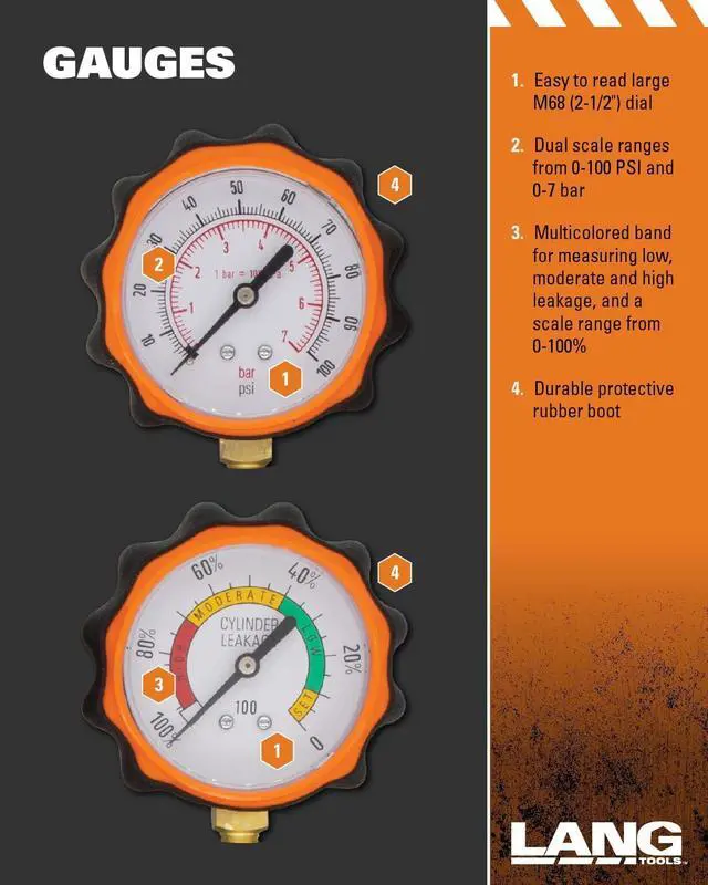 Alt view image 5 of 6 - CLT-2 100 PSI Cylinder Leakage Tester with 2 Gauges, One Size