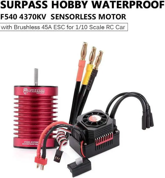 Alt view image 2 of 7 - Surpass Hobby Waterproof F540 4370KV RC Car Brushless Motor with Brushless 45A ESC for 1/10 Scale RC Car Truck Indispensable Accessory for Modification Enthusiasts