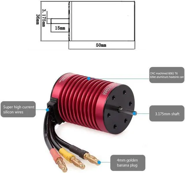 Alt view image 4 of 7 - Surpass Hobby Waterproof F540 4370KV RC Car Brushless Motor with Brushless 45A ESC for 1/10 Scale RC Car Truck Indispensable Accessory for Modification Enthusiasts