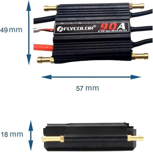 Alt view image 6 of 7 - 90A Waterproof Brushless ESC Electronic Speed Controller with 5.5V/5A BEC and XT90 4.0mm Banana Head Connector for Model Ship RC Boat