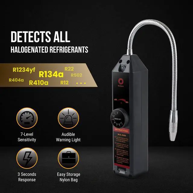 Alt view image 2 of 7 - AC Leak Detector Kit Automotive, Refrigerant Freon Leak Detector with AC UV Light and Protective Glasses, LB01
