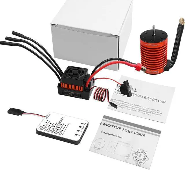 Alt view image 7 of 7 - ESC Combo Set,1:10 F540 4370KV Brushless Motor and 60A ESC with Electric Speed Controller Program Card for 1/10 RC Off Road Car Trucks