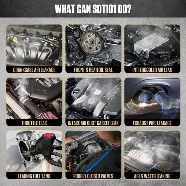 Alt view image 4 of 7 - Automotive Smoke Machine Leak Detector,Evap Vacuum Smoke Diagnostic Tester,Pipeline Fuel Leakage Detector Compatible with 12V Cars, Trucks, Motorcycle, ATV, Boats, Snowmobiles